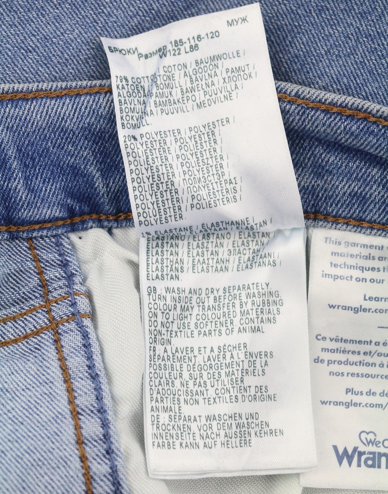 Wrangler Greensboro 803 Masculino Jeansblue Bigodes desbotados regulares retos