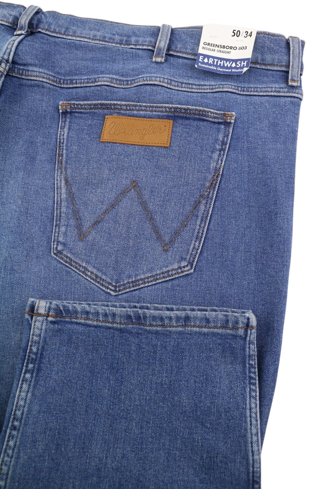Wrangler Greensboro 803 Men Jeansblå Morrhår Blekt Vanlig Rak