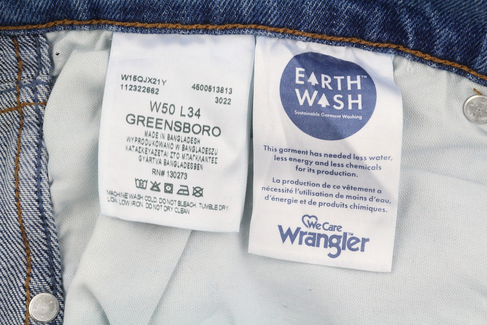 Wrangler Greensboro 803 Men Jeansblå Morrhår Blekt Vanlig Rak