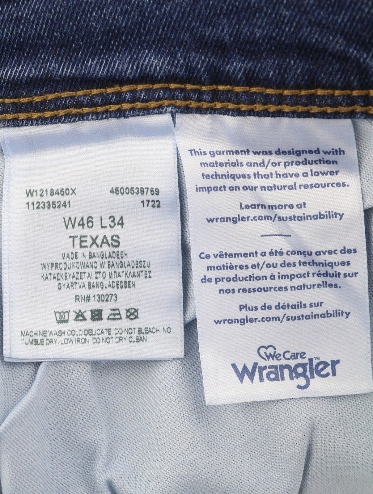 Wrangler Texas 821 Masculino Jeansblue Fade Effect Autêntico Straight Zip Fly