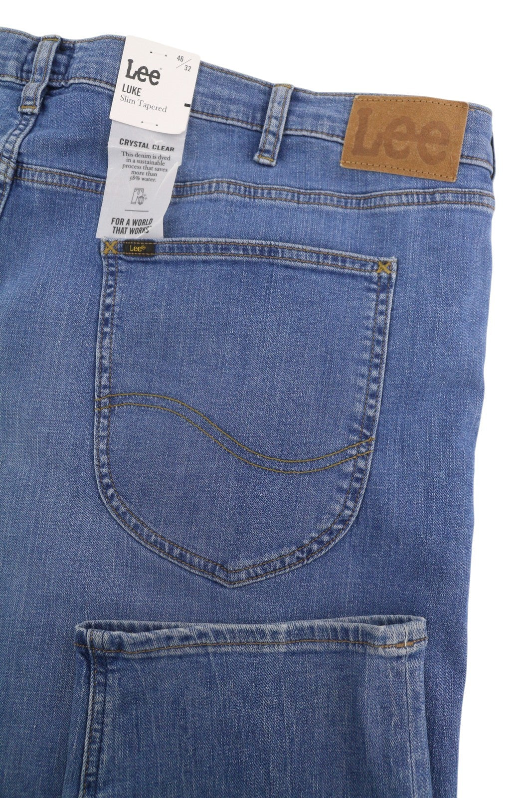 Lee Luke Men Jeansblue Whiskers Faded Slim Tapered Fit Denim