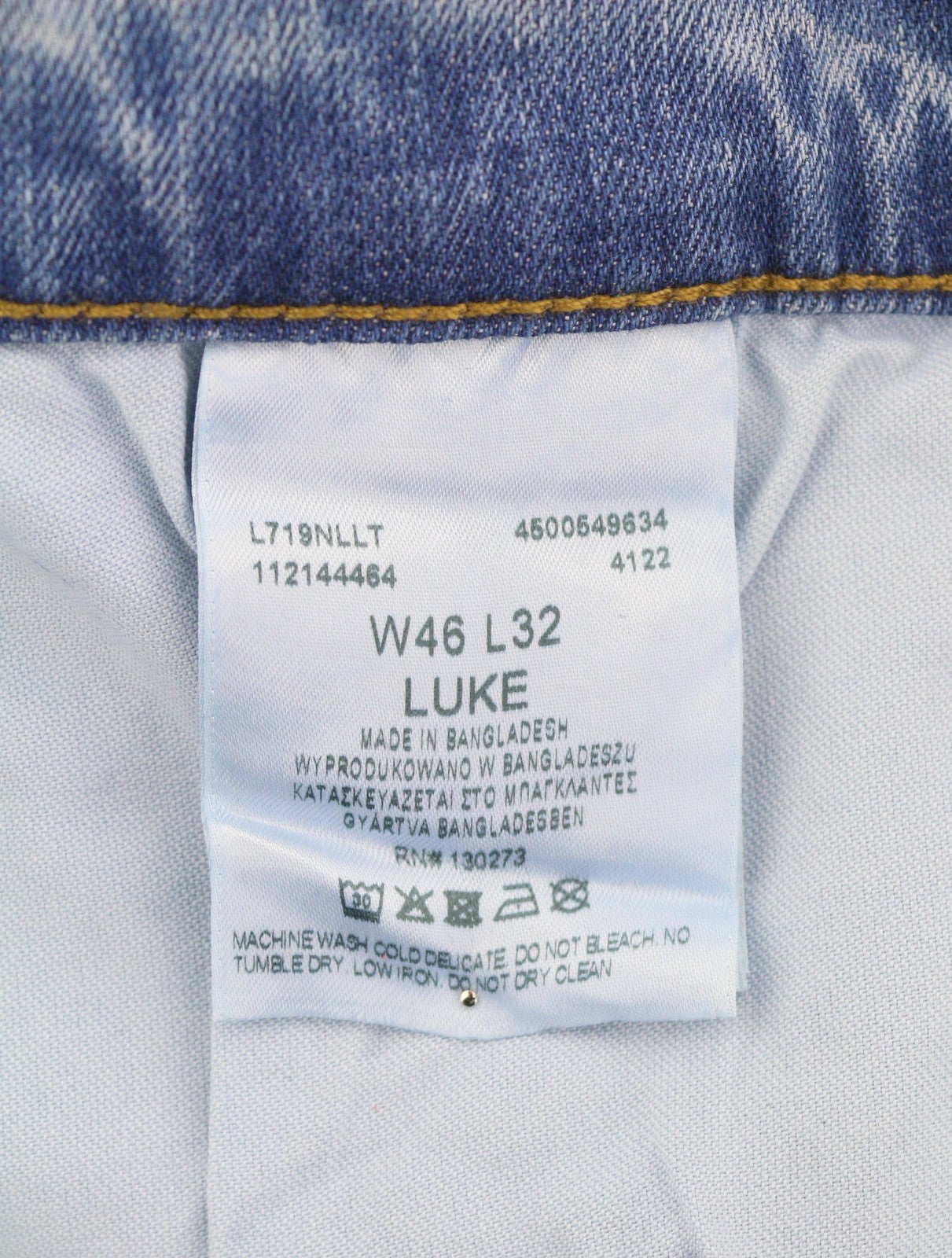 Lee Luke Men Jeansblue Whiskers Faded Slim Tapered Fit Denim