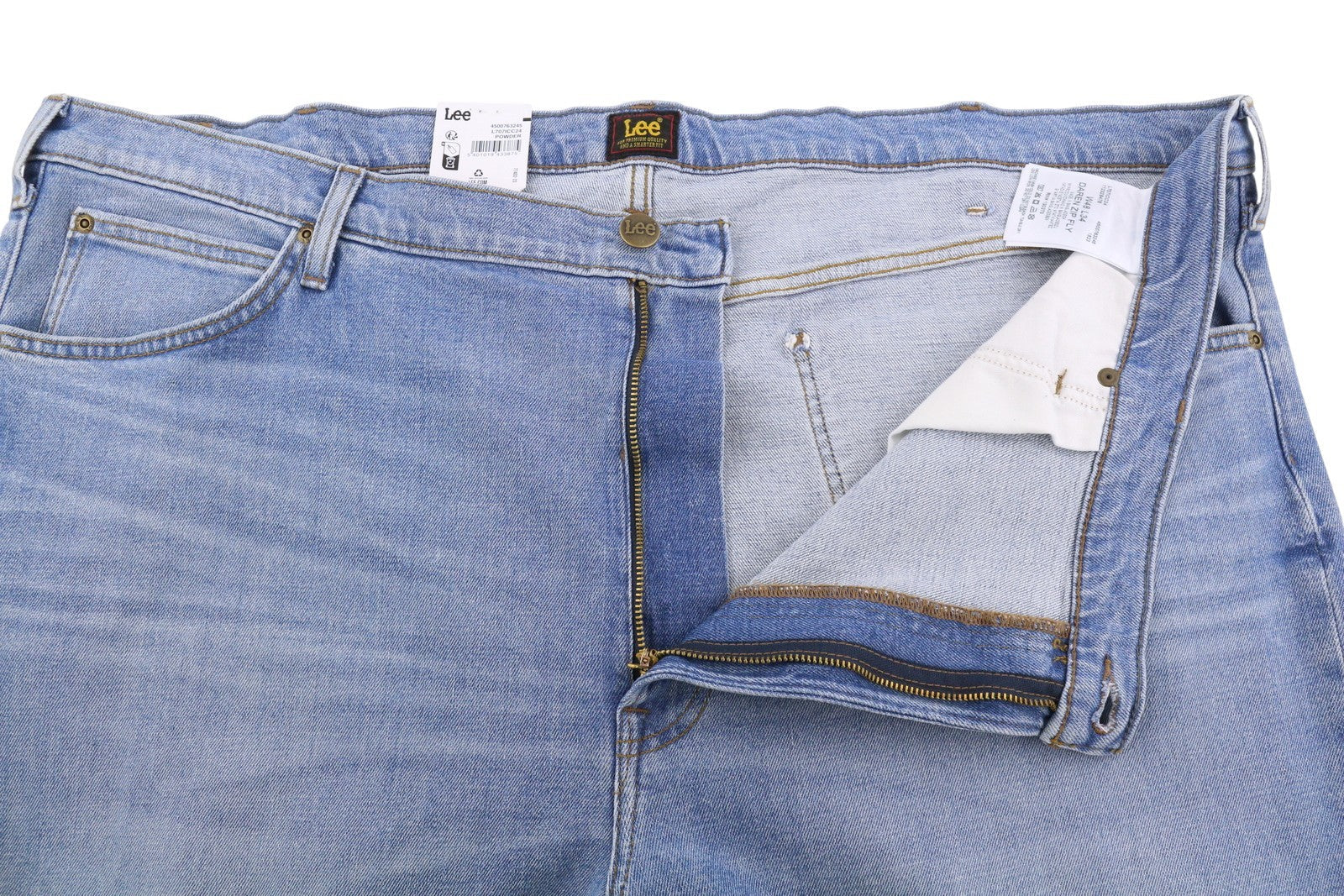 Lee Daren Zip Fly Masculino Jeans Azul Bigodes Desbotados Perna Reta Regular