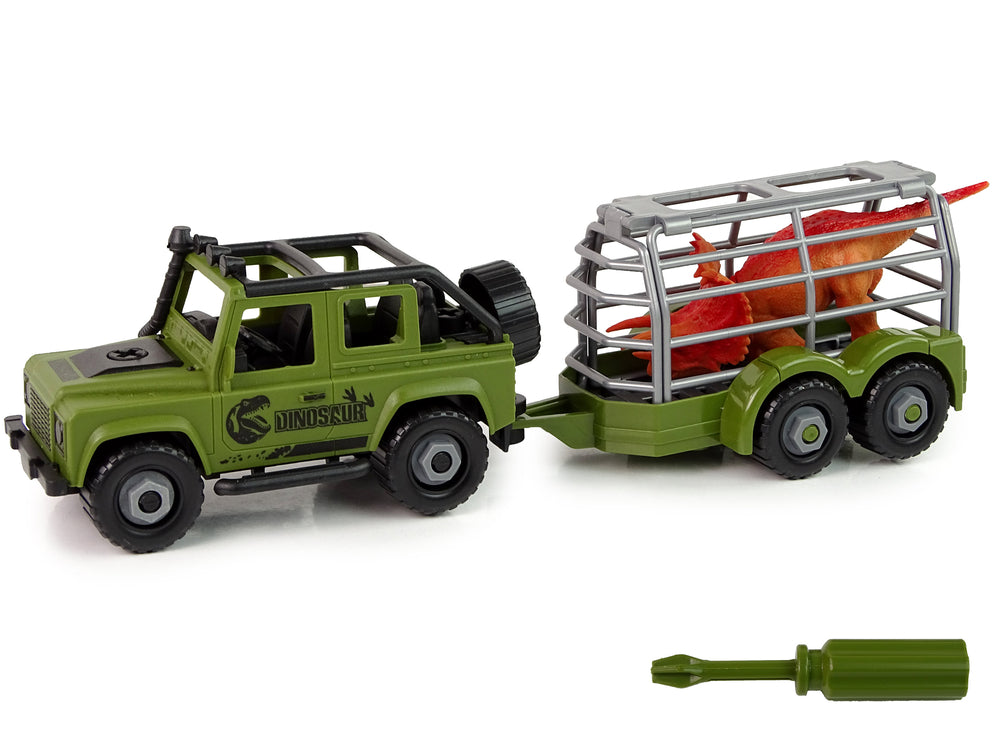 Voiture de transport de terrain de dinosaure vert bricolage
