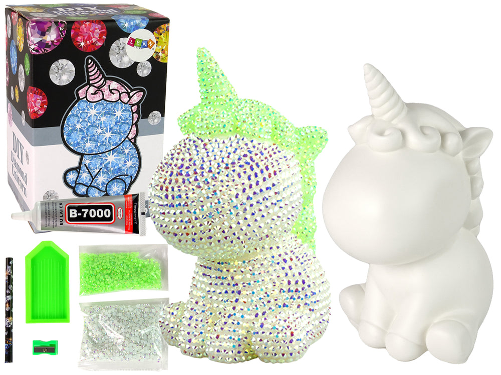 Kit Unicórnio Criativo DIY Diamantes Cristais Verde