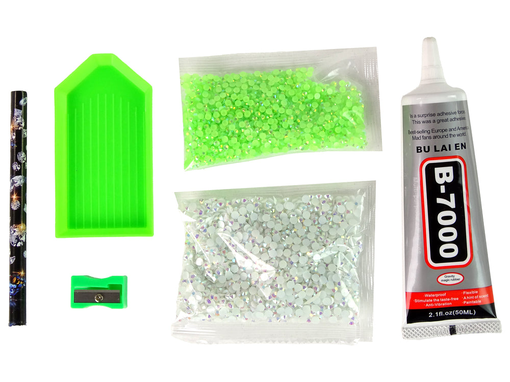 Kit Unicórnio Criativo DIY Diamantes Cristais Verde