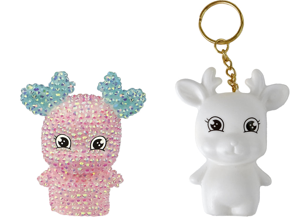 Diy Diamond Creative Kit Pink Reindeer Crystals Sequins 3d Keyring