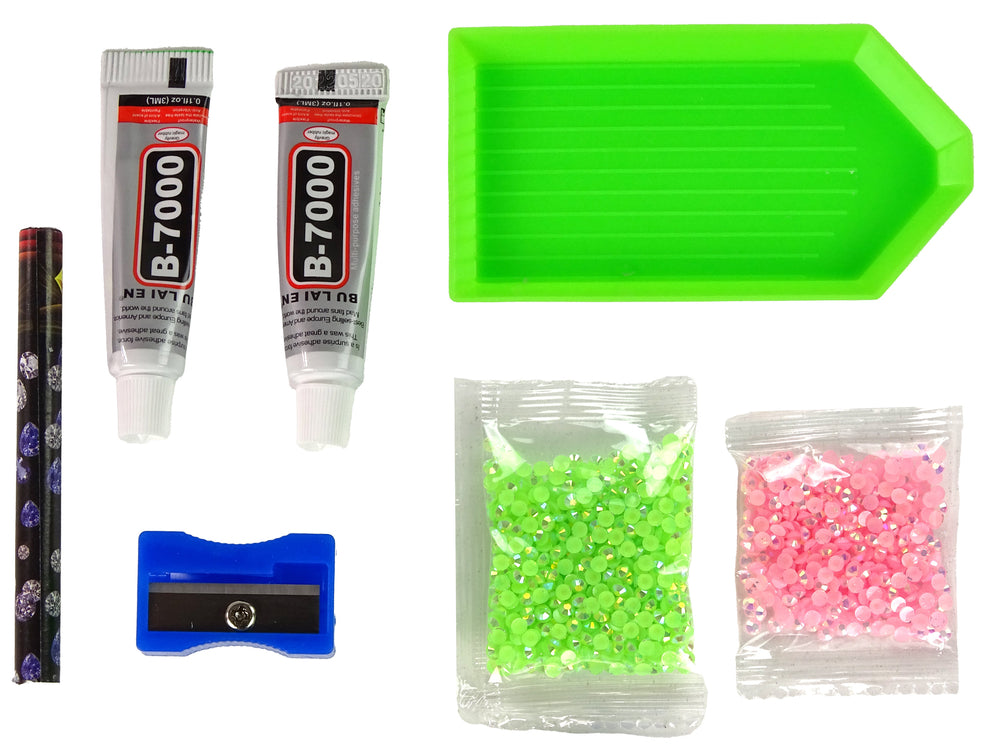 Diy Diamond Creative Kit Green Reindeer Crystals Sequins 3d Keyring