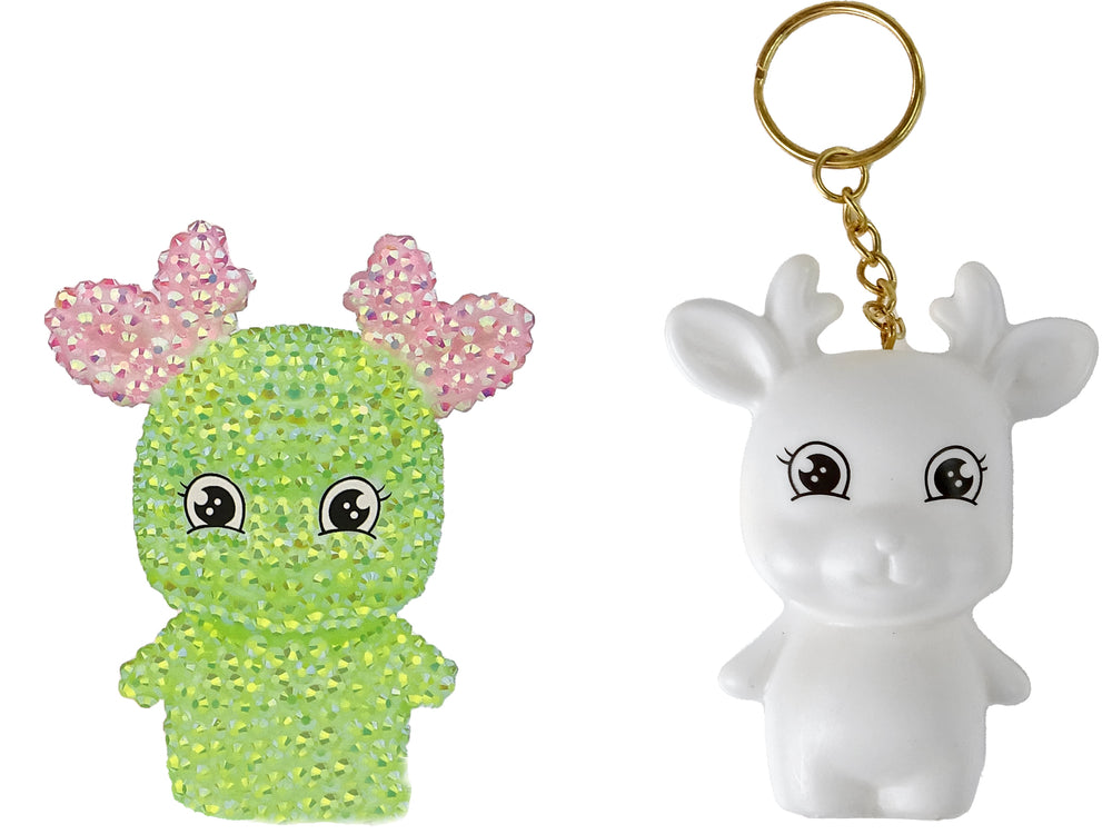 Diy Diamond Creative Kit Green Reindeer Crystals Sequins 3d Keyring