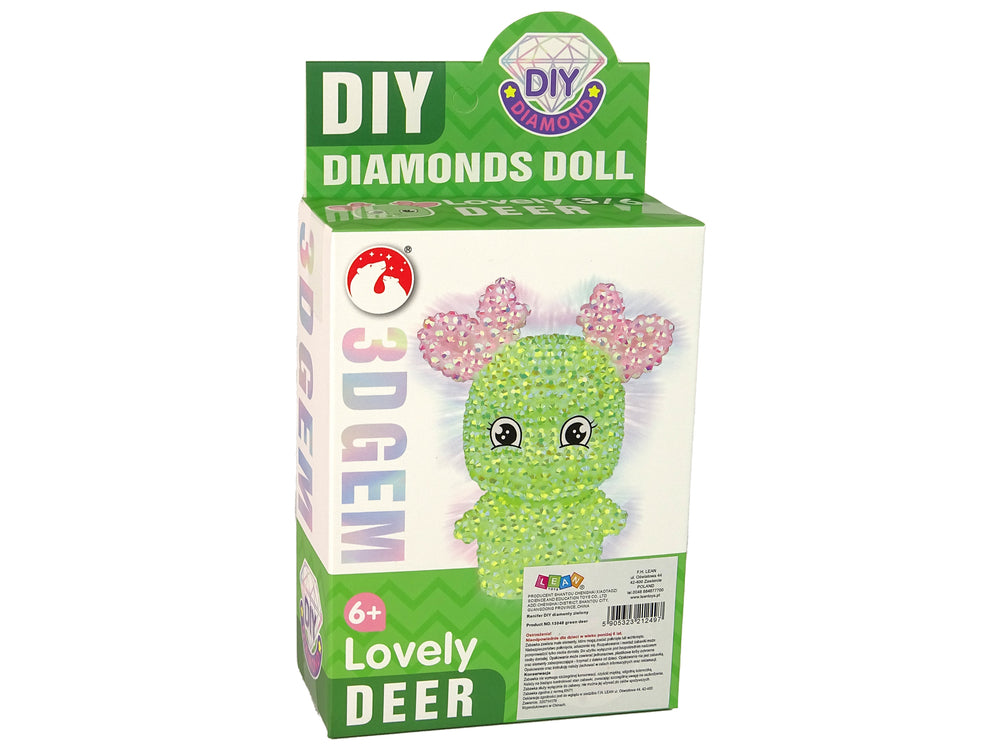 Diy Diamond Creative Kit Green Reindeer Crystals Sequins 3d Keyring