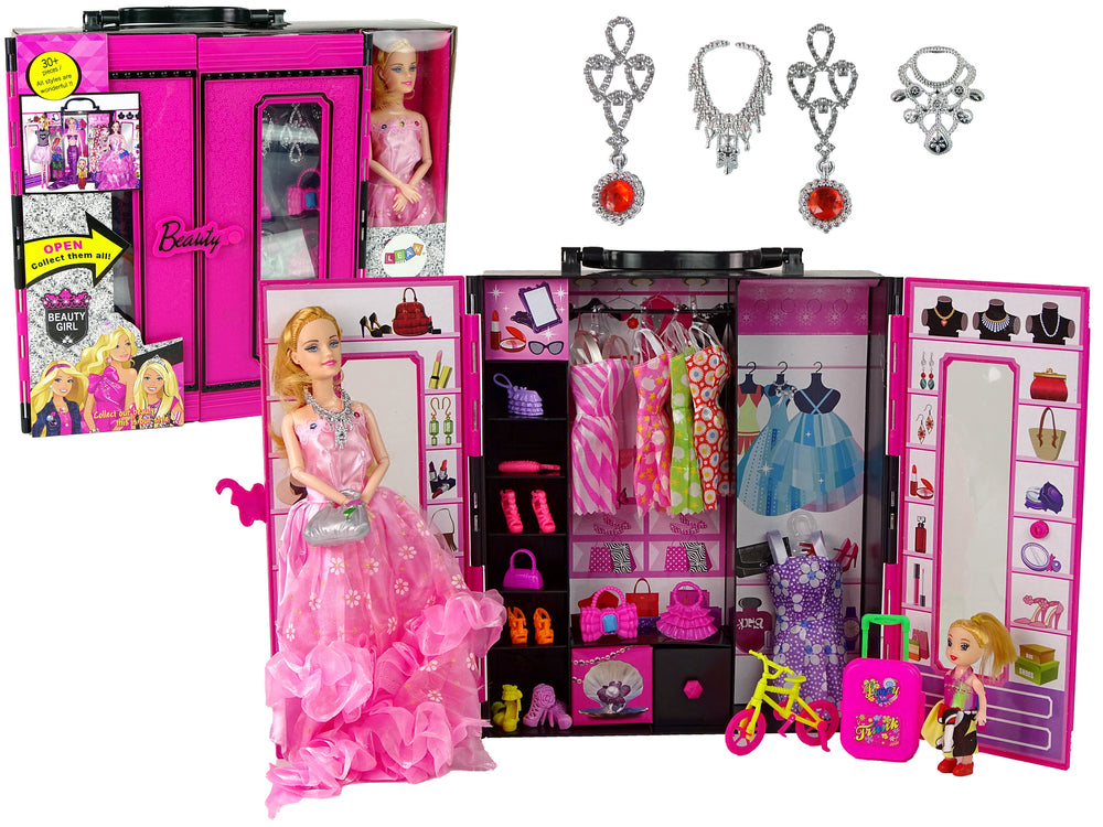 Doll With Clothes Closet Dressing Room For Dolls In The Beauty Girl Suitcase