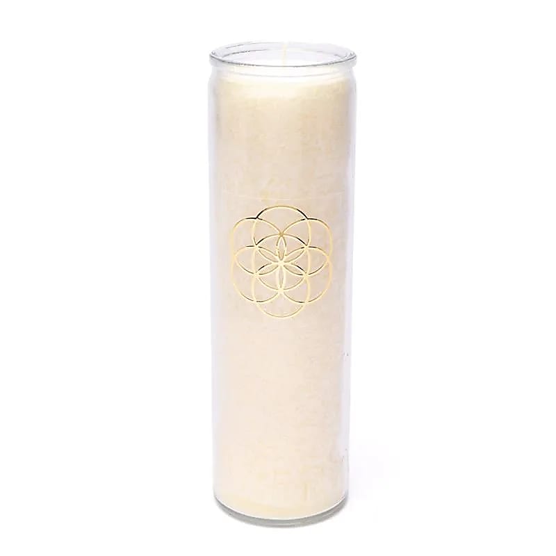 Kerze Stearin Seed Of Life Weiß ohne Duft – 21 x 6,5 cm