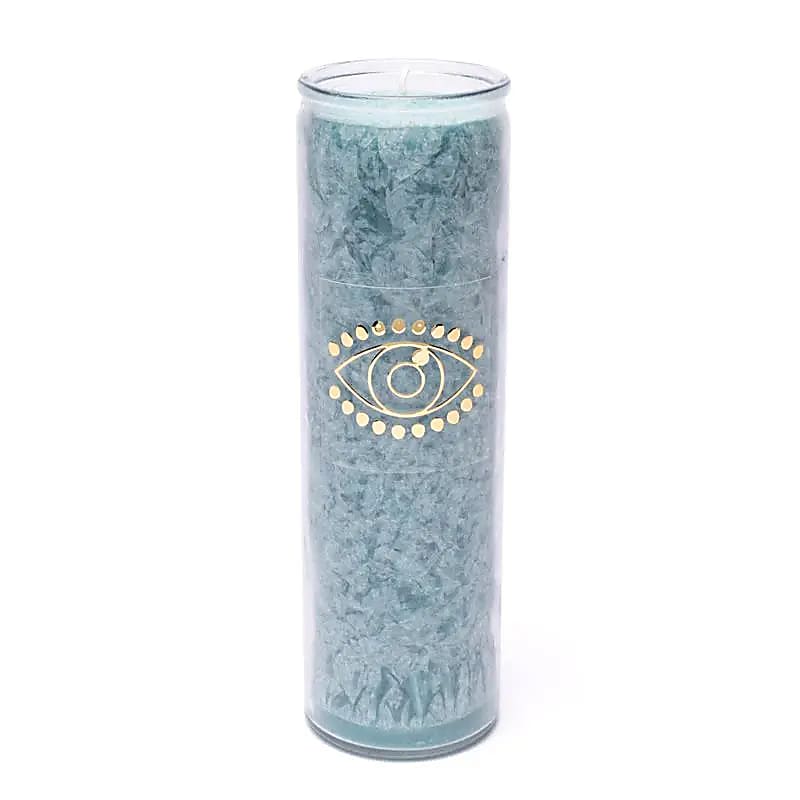 Candle Stearin Eye Of Providence Aquamarine Unscented - 21x6.5 Cm