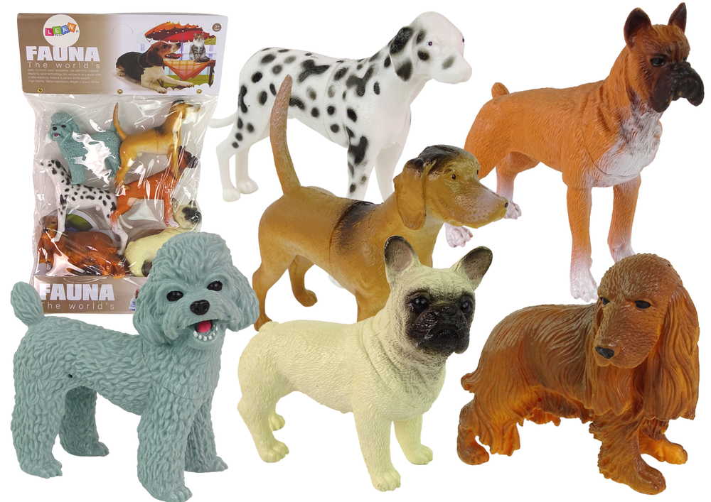 Uppsättning av 6 hundfigurer Hundrasfigurer