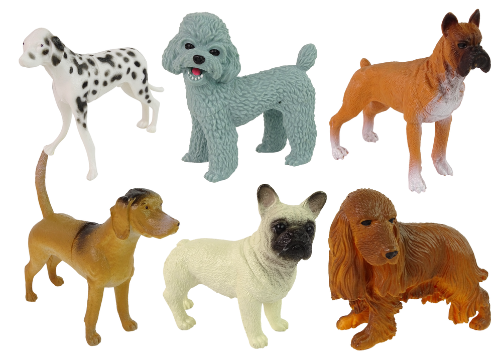 Uppsättning av 6 hundfigurer Hundrasfigurer