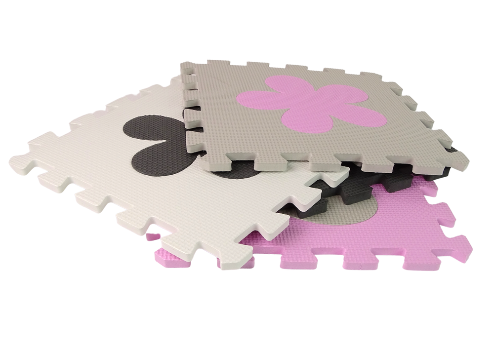 Eva Foam Educational Mat Puzzle For Babies Gray And Pink 25 Pcs.