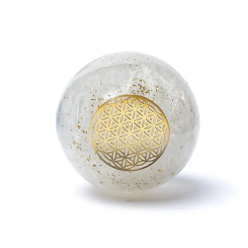 Bláth Beatha Selenite Sféar Orgonite - ±5.5cm
