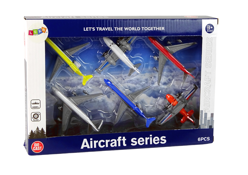 Passenger Planes Set Various Colours 6 Pieces