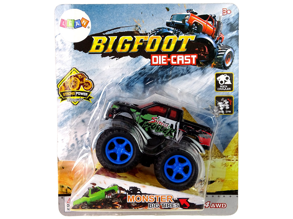 Resorak Monster Truck Pull Back Drive Rubber Tyres Metal Body + Evolving Ramp