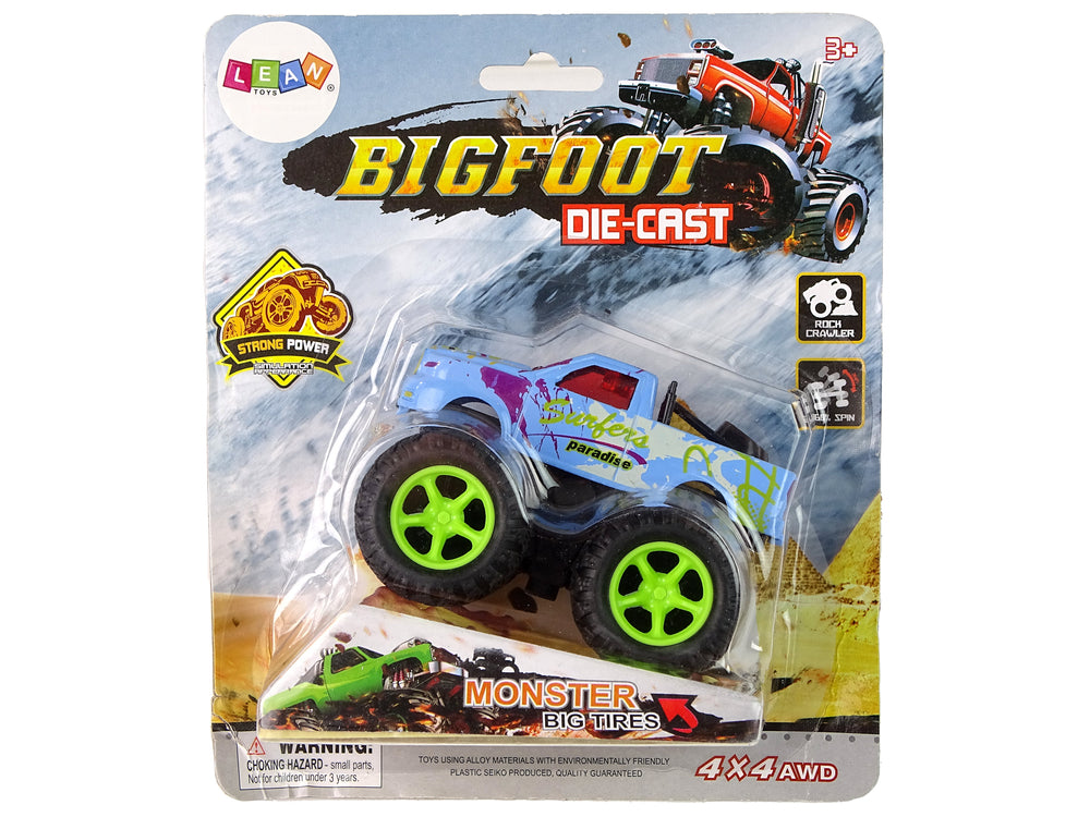 Resorak Monster Truck Pull Back Drive Rubber Tyres Metal Body + Evolving Ramp