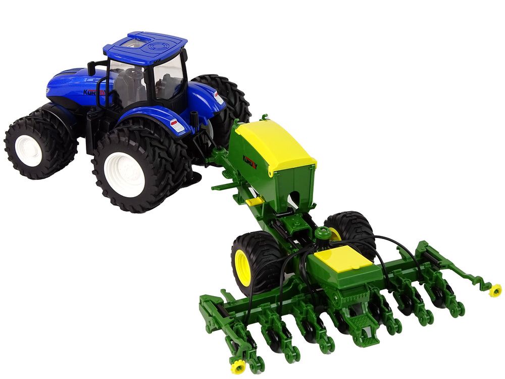 Blue Tractor With Baler