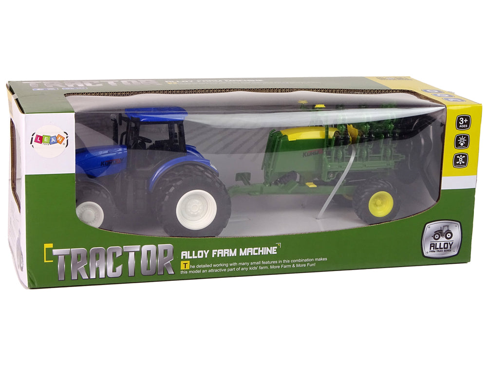 Blue Tractor With Baler