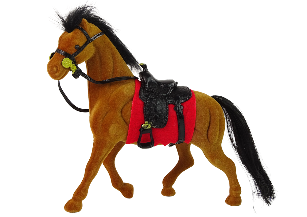 Brown Velvet Horse Red Saddle Figurine