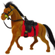 Brown Velvet Horse Red Saddle Figurine