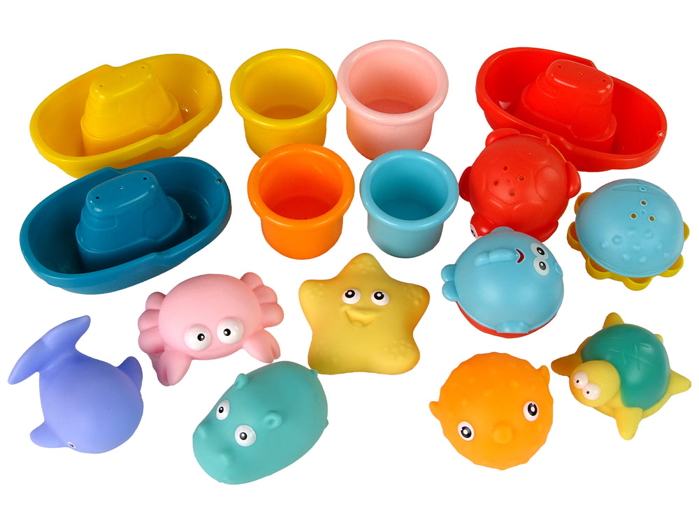 Water Animals Rubber Mesh Bathing Set Sea Creatures 17 Pieces
