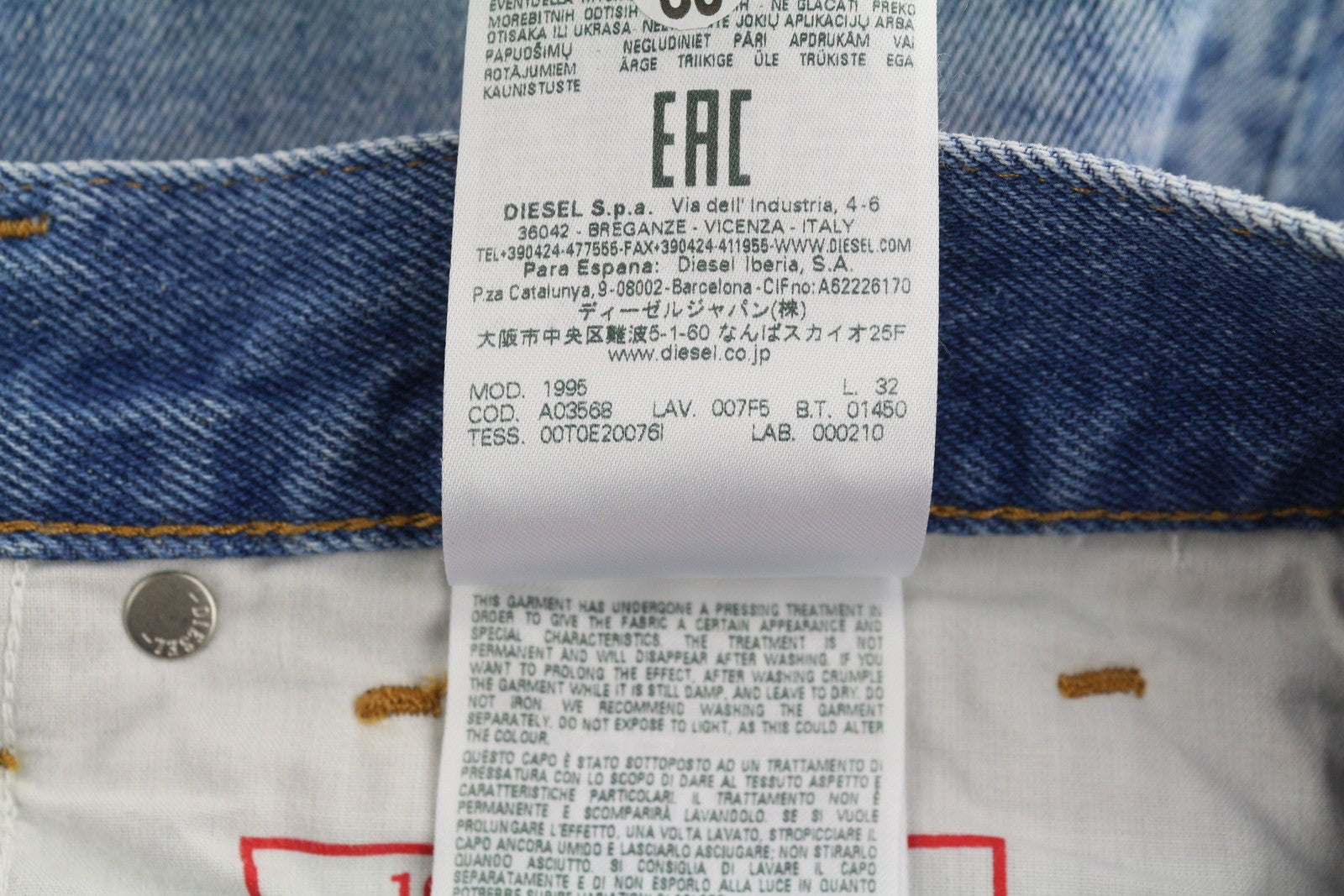 Diesel 1995 007f5 Herre Jeansslim Straight Denim Logo Rrp250