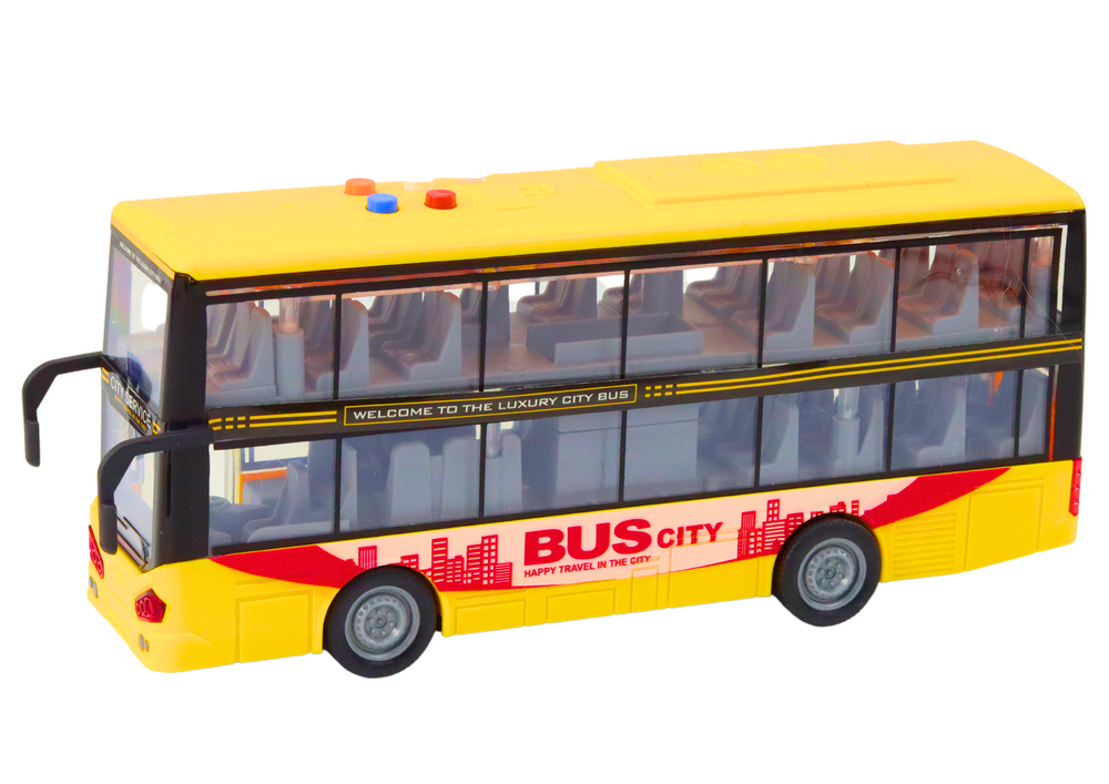 Double Decker Bus 1:16 Lights Sounds Friction Drive Yellow