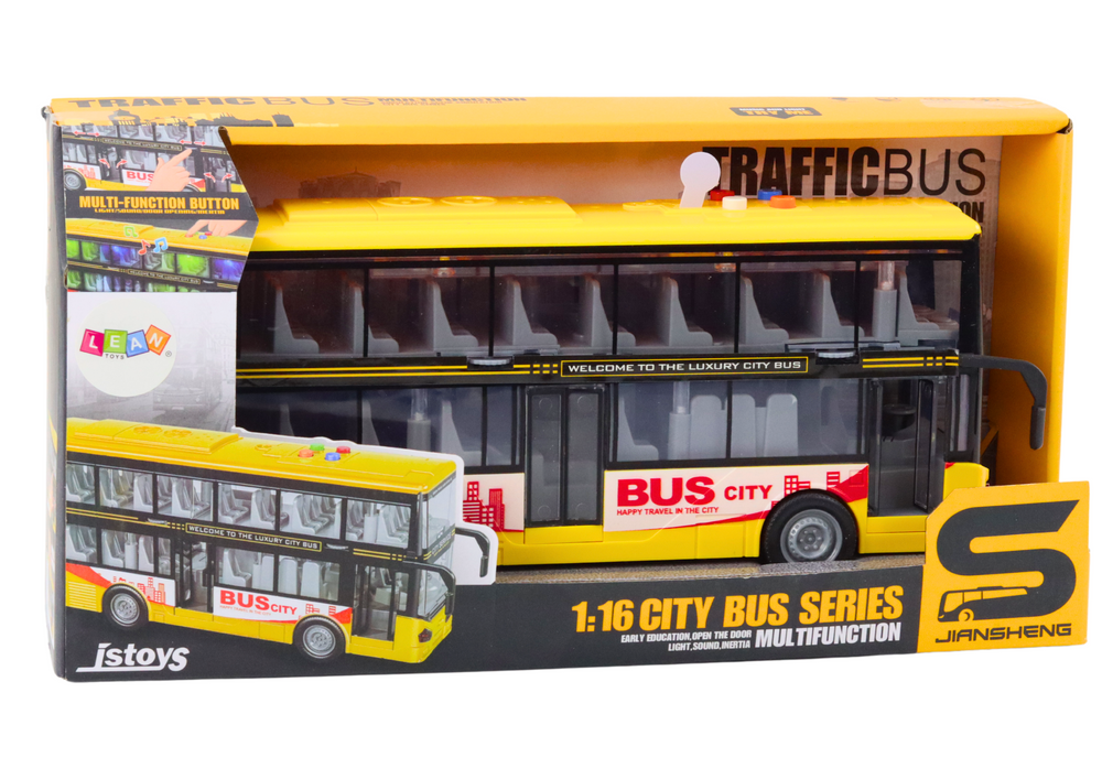 Double Decker Bus 1:16 Lights Sounds Friction Drive Yellow