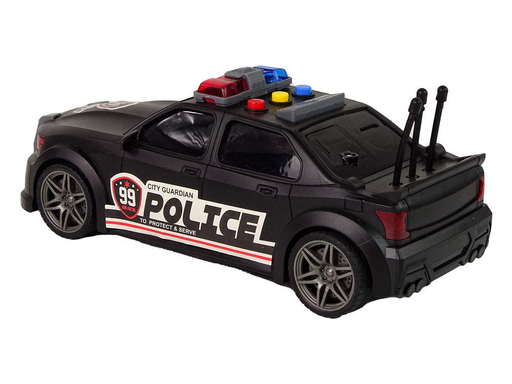 Sports Car Opening Trunk Police Lights Sounds Black 1:16