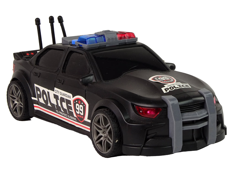 Sports Car Opening Trunk Police Lights Sounds Black 1:16