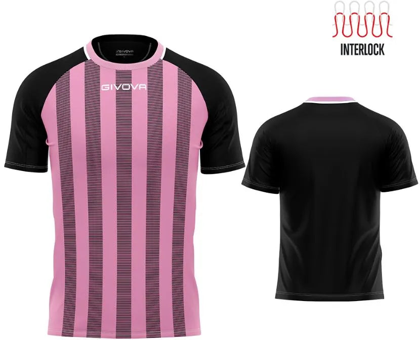 Sports T-shirt Givova Rugby Pink-sort Pink