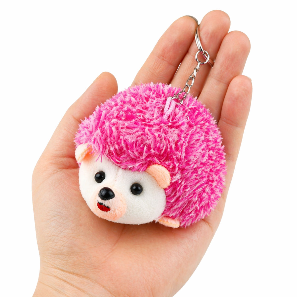 Plush Hedgehog Mascot Keychain Ring Pink 9cm