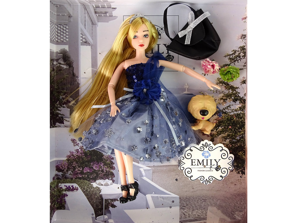 Baby Emily Doll With Doggie Purse Flowers