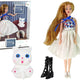Baby Doll Doll With Cat Long Brown Hair.