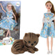 Kinderpop Emily Spring Lang Haar Blauwe Jurk Kitten