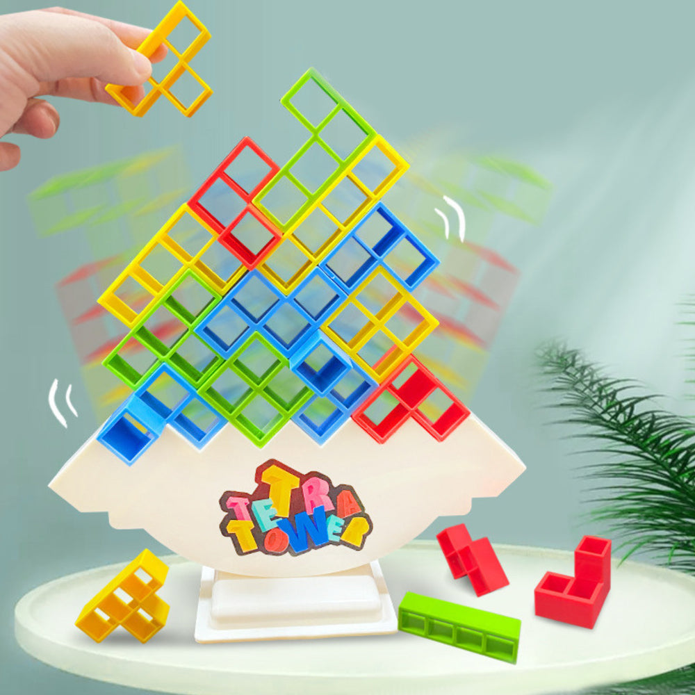 Hra na vyvažovanie veže Tetris 16 blokov 22 farebných kariet