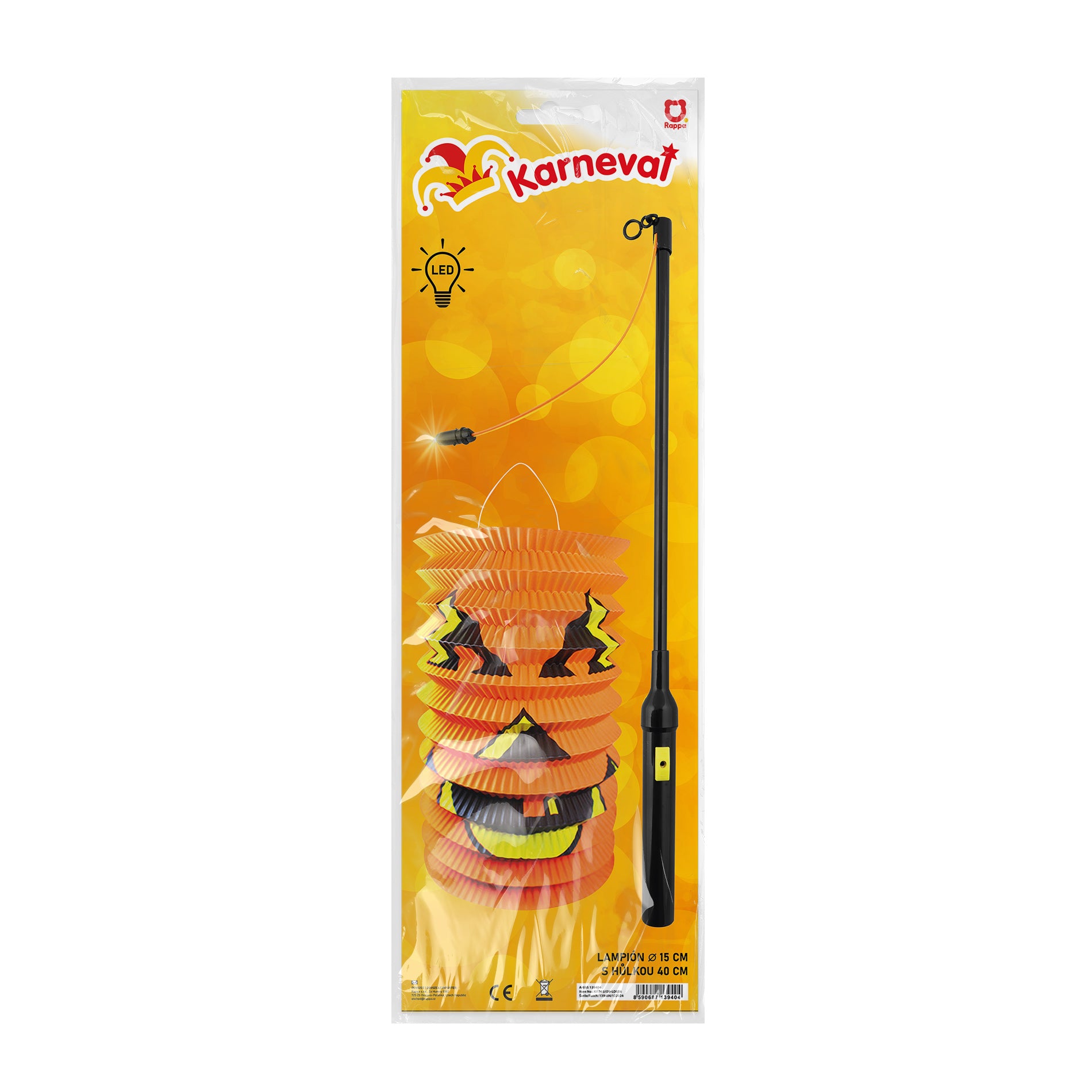 Lucerna Halloween 15 cm s tyčí 40 cm