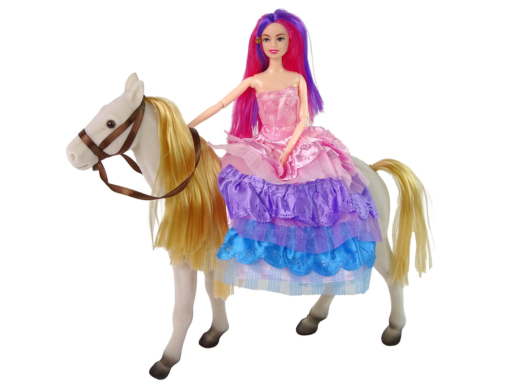 Princess Doll With White Pony Figures Accessories.