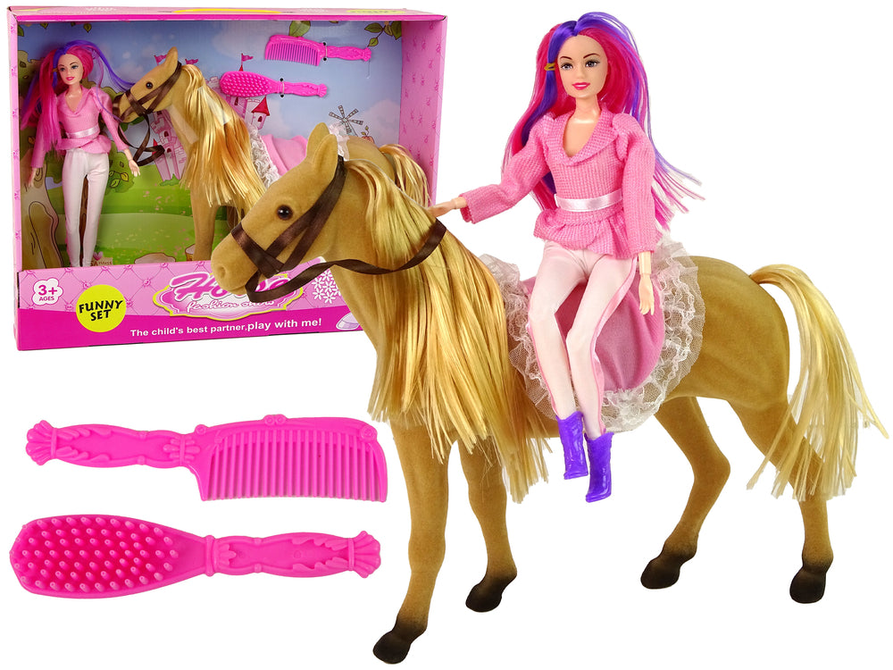 Doll Rider With Brown Pony Figures.