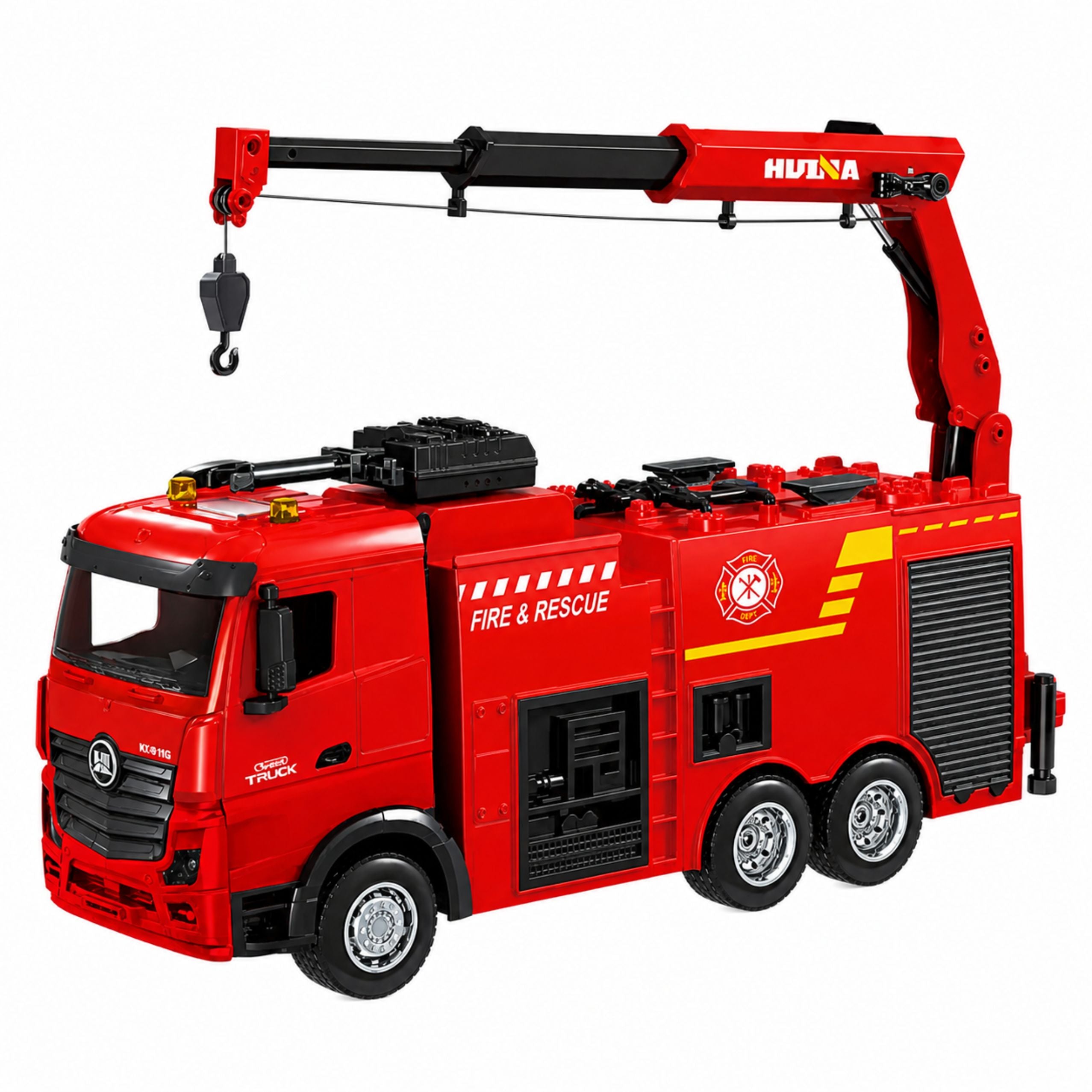 Huina Rc Fire Truck With Crane And Water Cannon 1:18