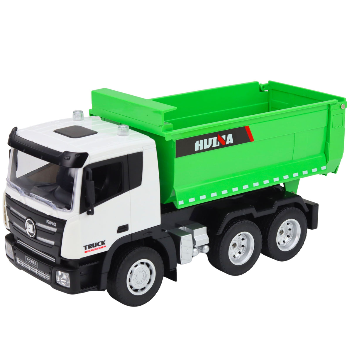 Caminhão basculante de controle remoto Huina Rc verde 1:18