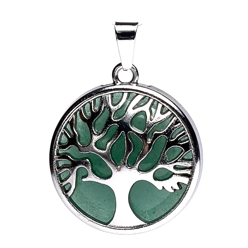 Tree Of Life Pendant With Green Aventurine --package Of 3 Pcs - 3cm