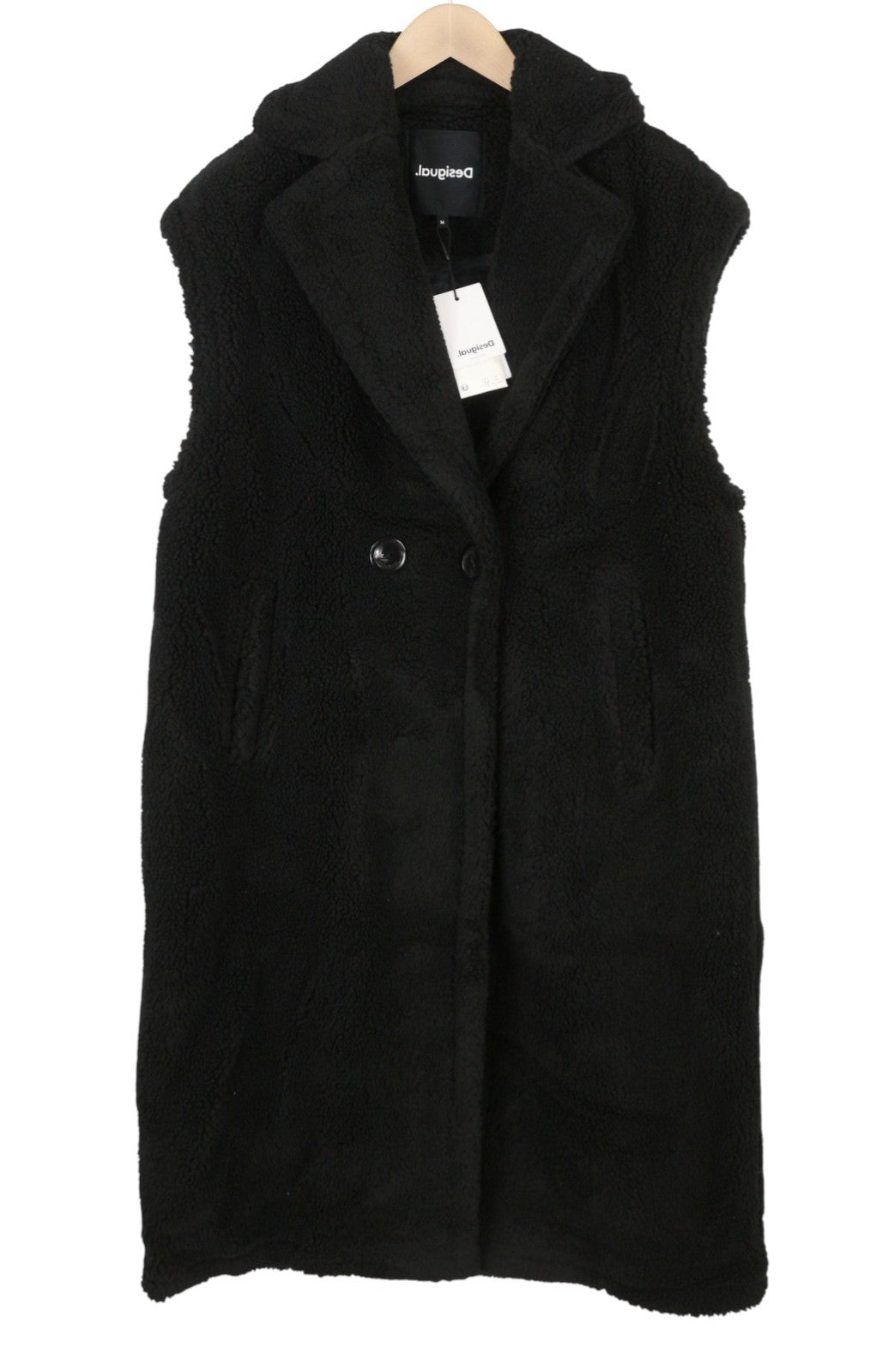 Desigual Abrig Cameron Women Waistcoatblack Wool Blend Fluffy Double Breasted