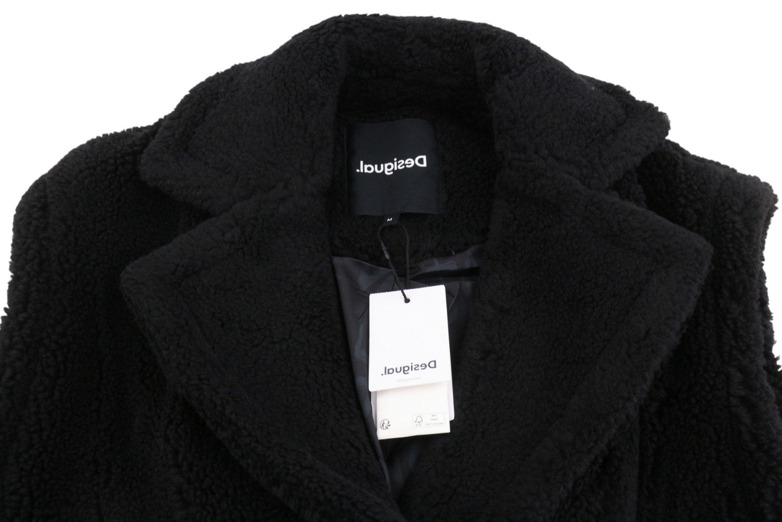 Desigual Abrig Cameron Women Waistcoatblack Wool Blend Fluffy Double Breasted