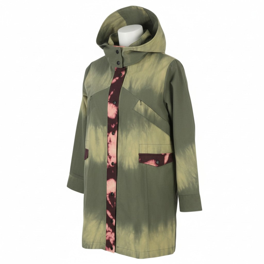 Desigual Chaq Safford Women Jacketgreen Patterned Hooded Lightweight Mid
