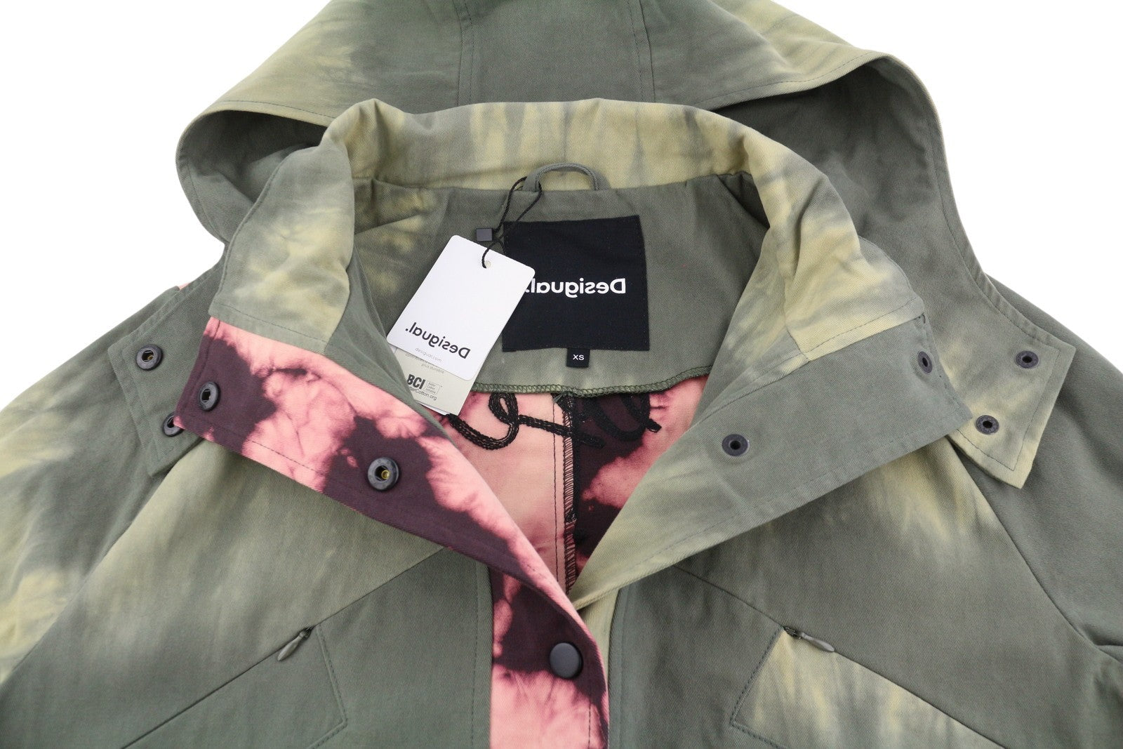 Desigual Chaq Safford Women Jacketgreen Patterned Hooded Lightweight Mid